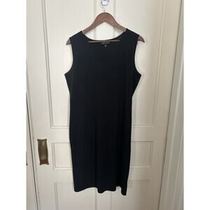 Ming Wang Classic Knit Sheath Dress Womens Size Large Black Neutral Minimalist